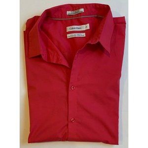 Calvin Klein Body Fit Mens Dress Shirt Pink L